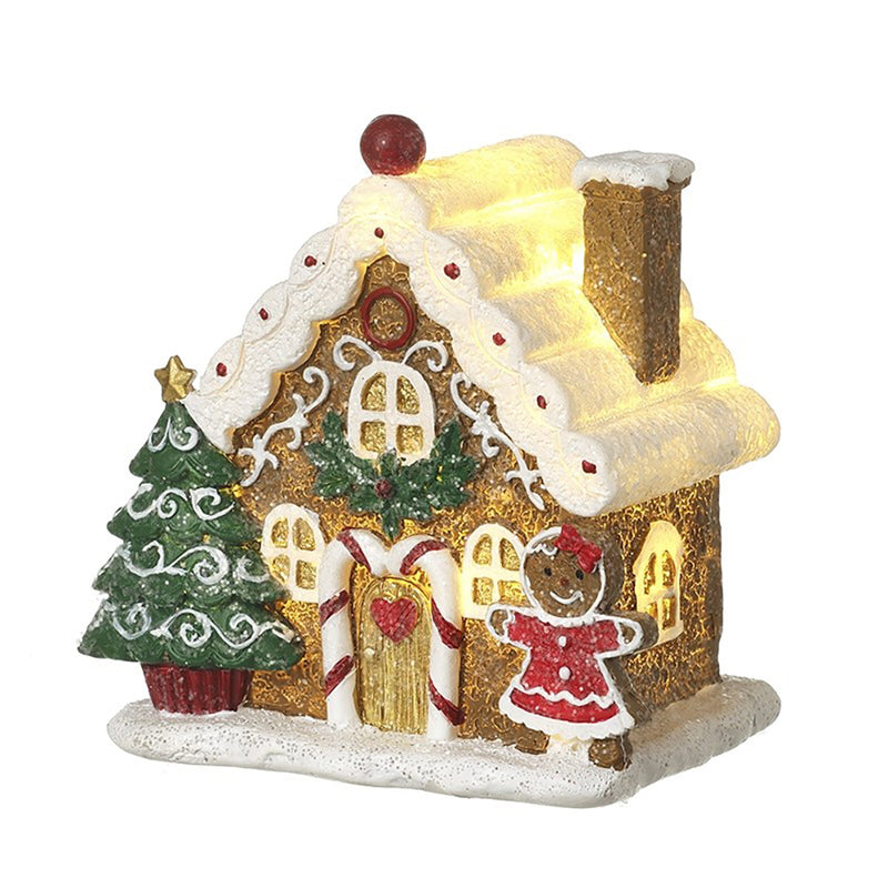 Light-Up Gingerbread House with Tree & Gingerbread Girl