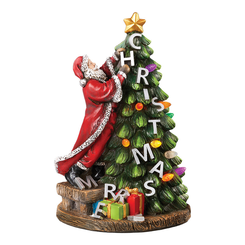 Light Up Santa Claus Decorating Christmas Tree Figure - 23cm