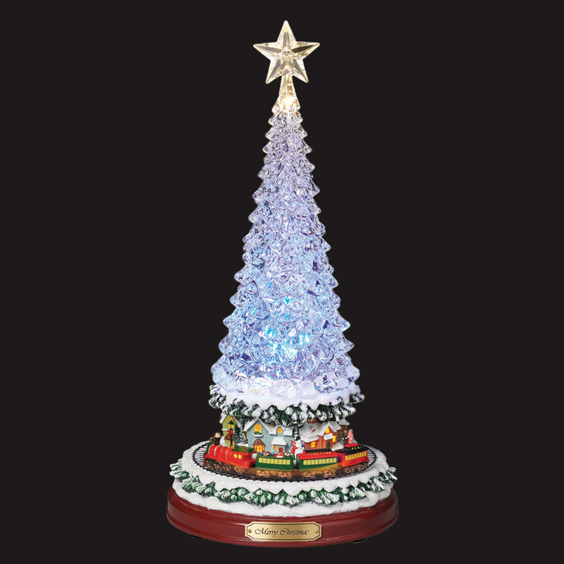 Light Up, Moving & Musical Christmas Tree with Train - 37cm