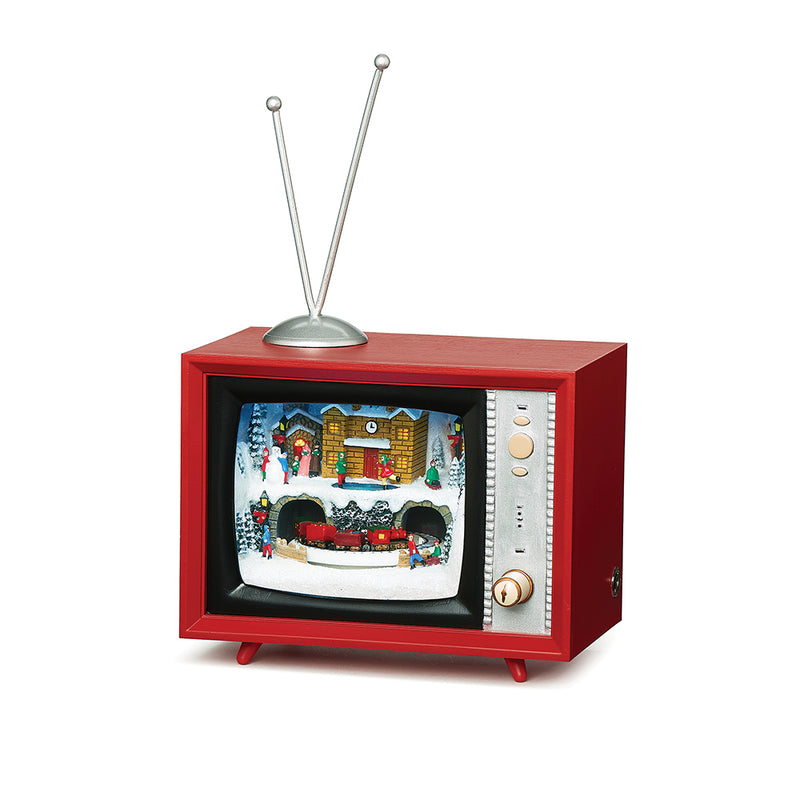 Lighted Musical TV – North Pole Scene with Rotating Train