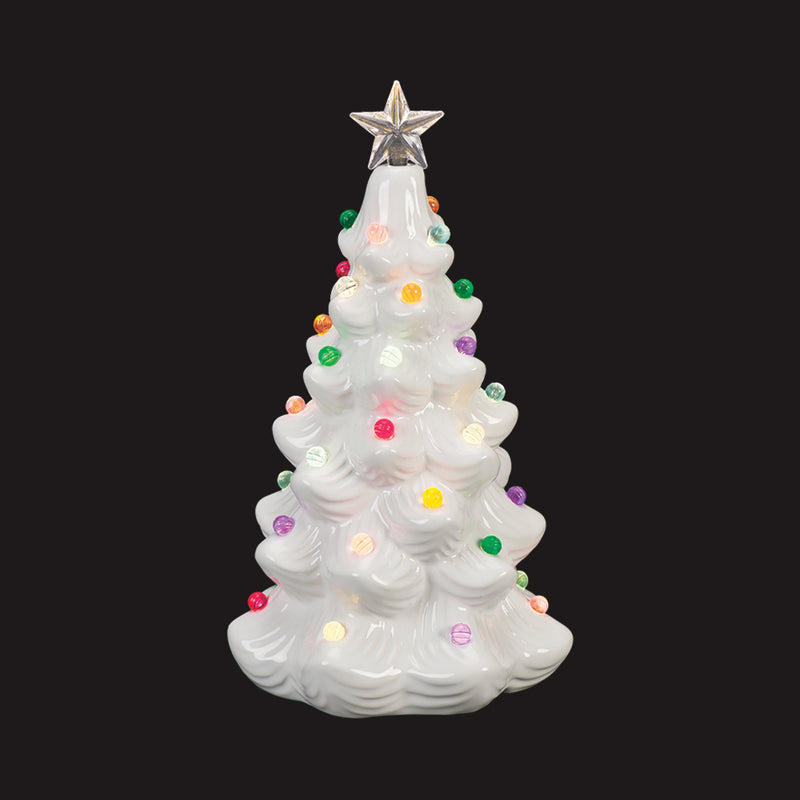 Medium Light Up Icing Frosting Ceramic Christmas Tree - 21.5cm