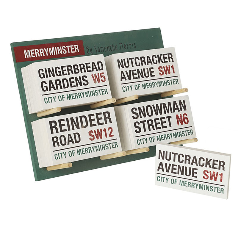 Merrryminster Mini Christmas Street Signs With Glitter – Choice of 4