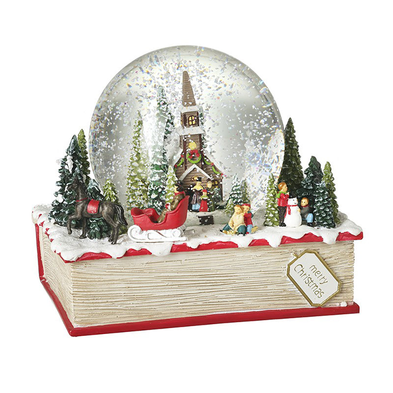 “Merry Christmas” Village Book Snow Globe – 18cm