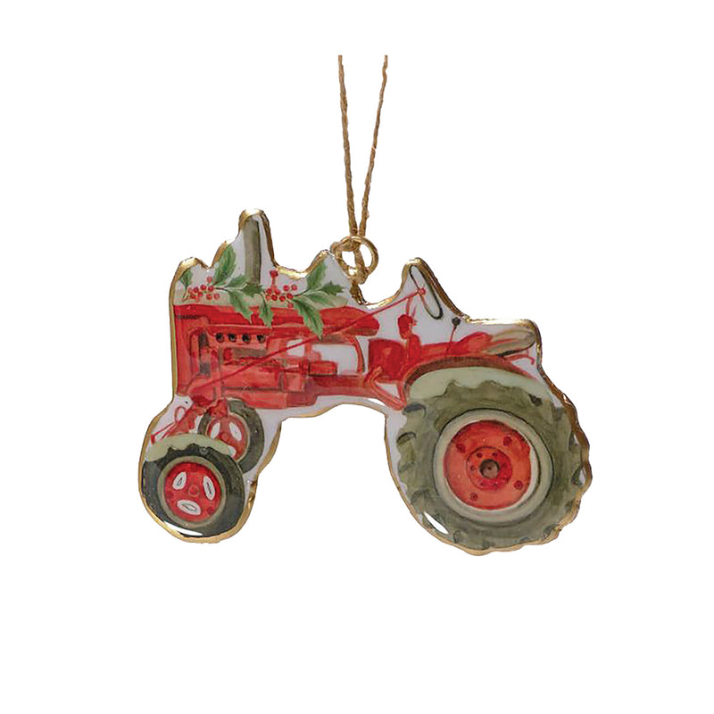 Metal Tractor  Christmas Tree Decoration - 10cm