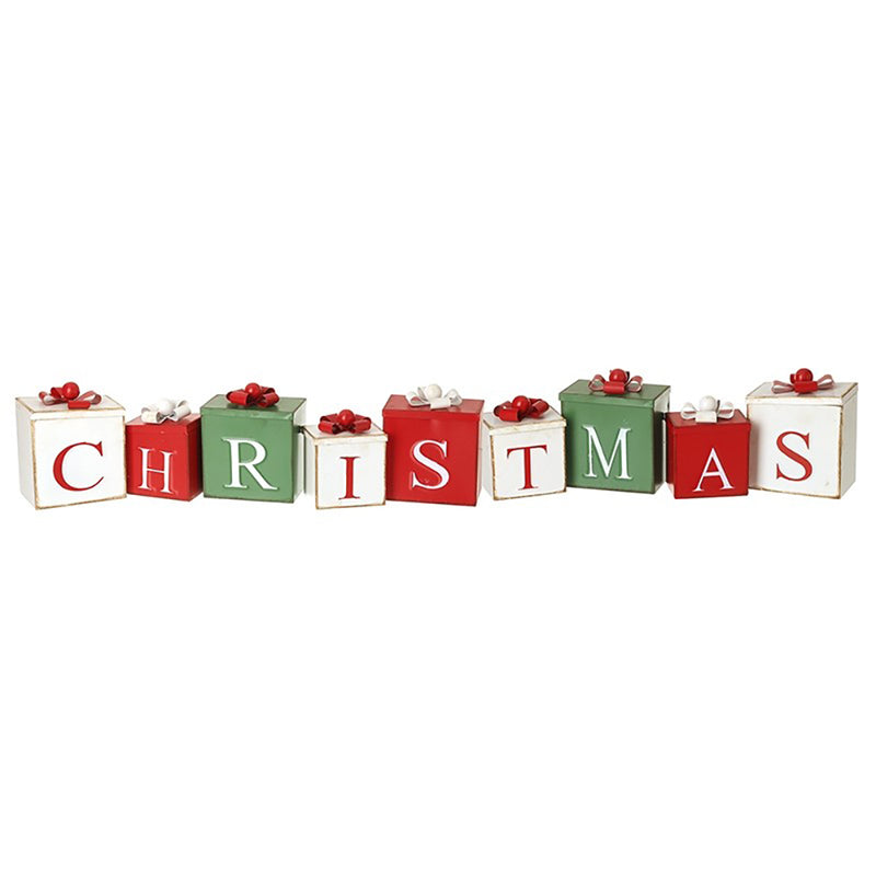 Metal ‘CHRISTMAS’ Gift Box Decoration – 109cm Wide