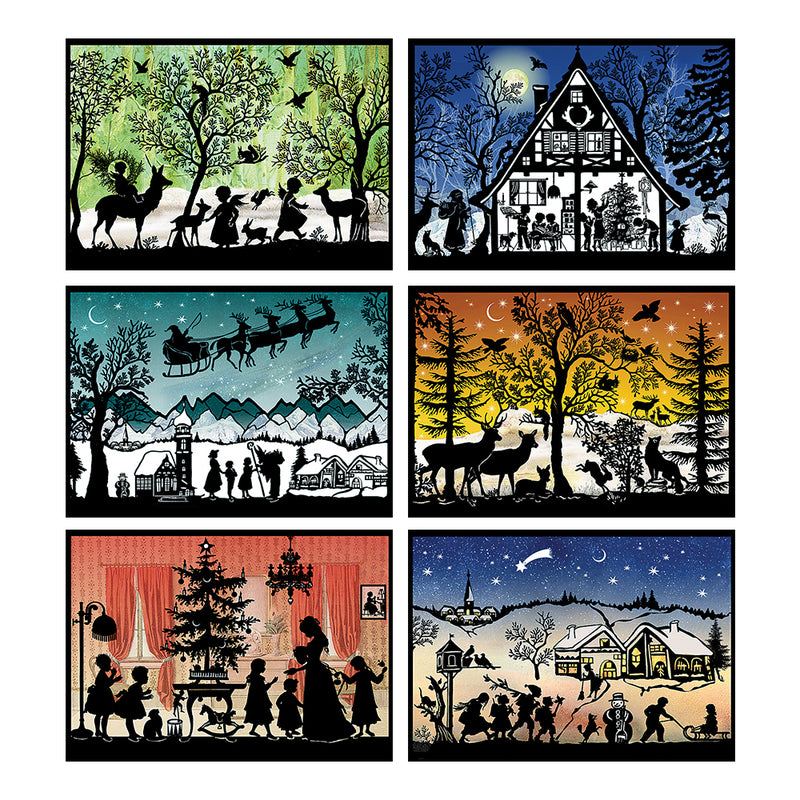 Mini Elf Silhouette Advent Calendar Cards (Choice of 6)