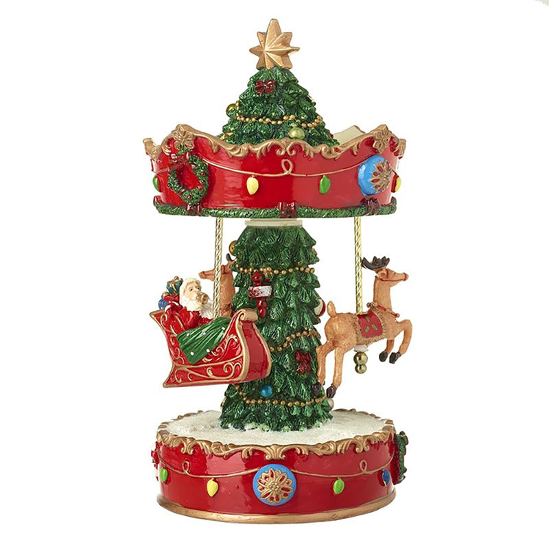Moving Santa & Reindeer Carousel 25cm
