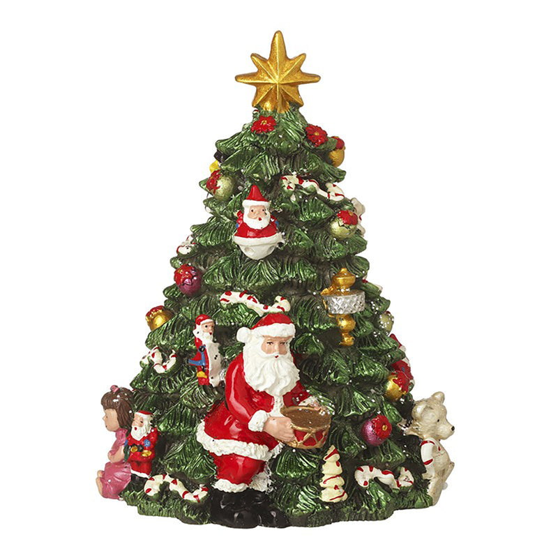 Musical Santa at the Tree – 16cm Wind-Up Ornament