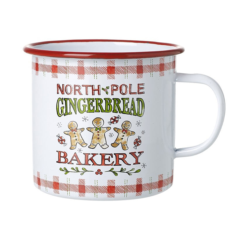 North Pole Gingerbread Bakery Enamel Tin Mug