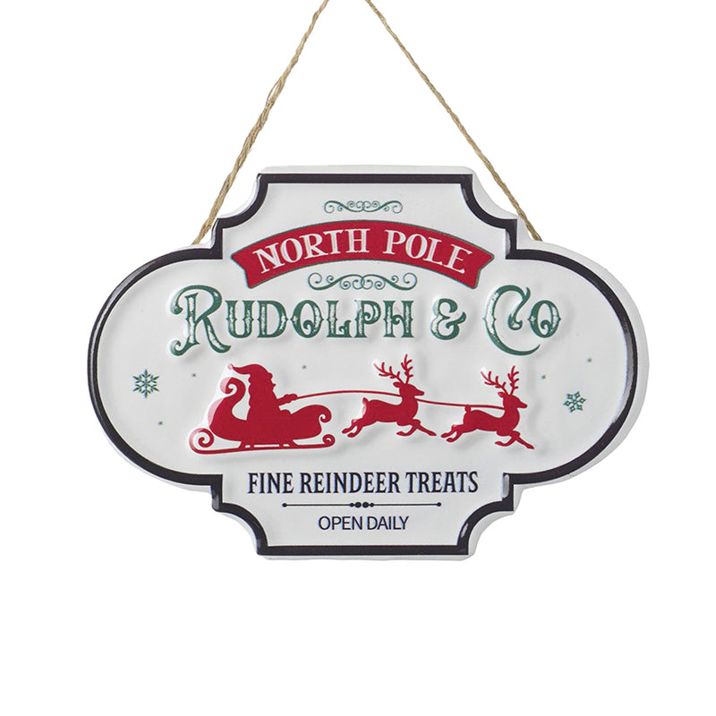 North Pole Rudolph & Co Tin Sign 13cm