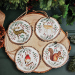 Painted Wooden Log Slice Christmas Tree Decoration - Choice of 4
