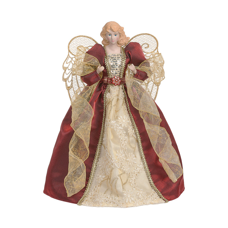 Red and Gold Victorian Angel Tree Topper - 36cm