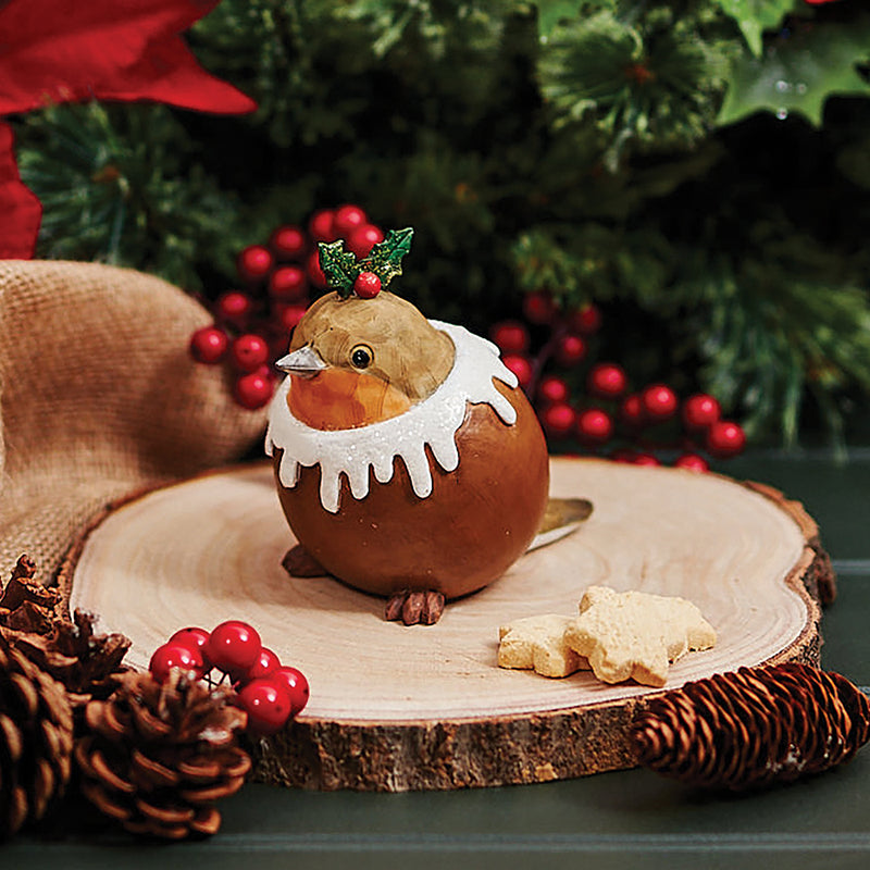 Christmas Pudding Robin Decoration