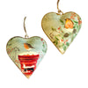 Painted Robin Metal Heart Christmas Tree Decoration - Choice of 2 - 10cm