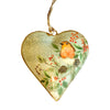 Painted Robin Metal Heart Christmas Tree Decoration - Choice of 2 - 10cm