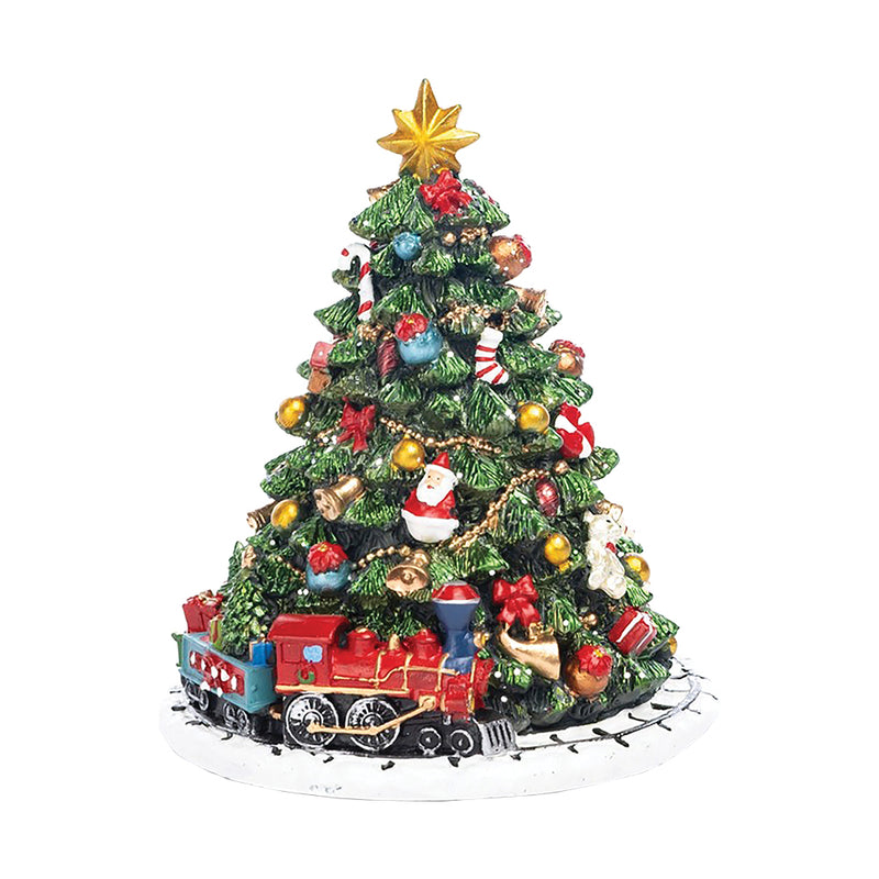Decorated Christmas Tree with Train - Musical & Moving - 16cm