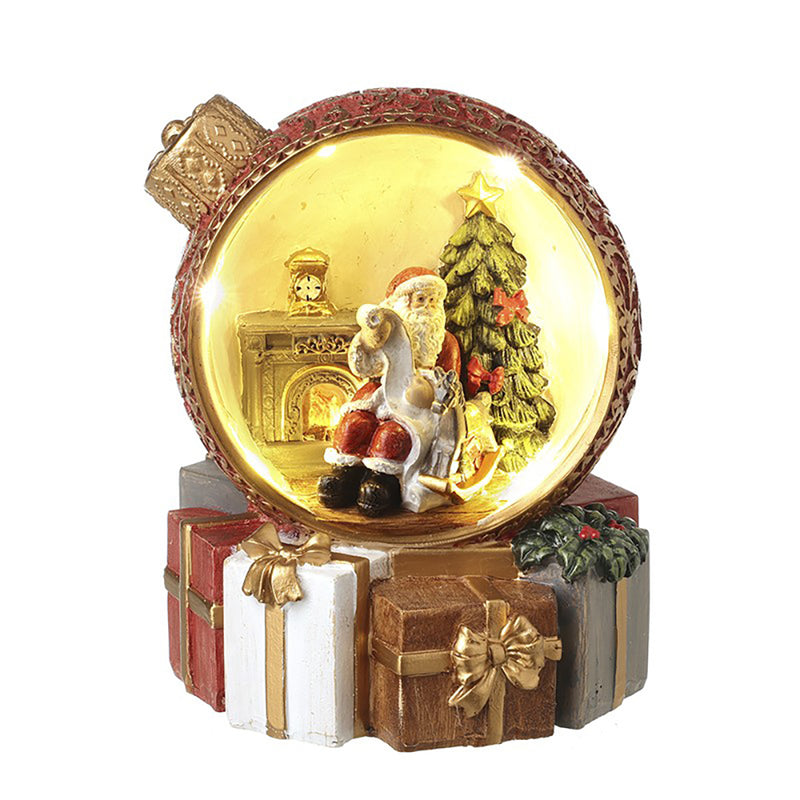 Santa’s Cosy Fireside Bauble Scene – 16.5cm