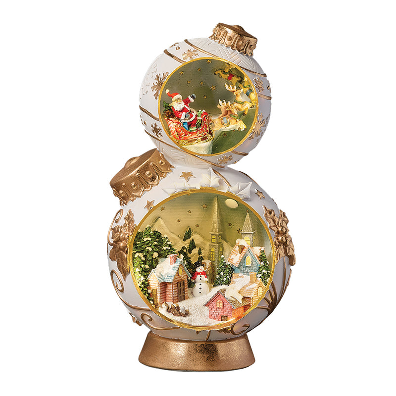 Santa’s Sleigh Ride – Double Bauble Light-Up Christmas Scene - 38cm