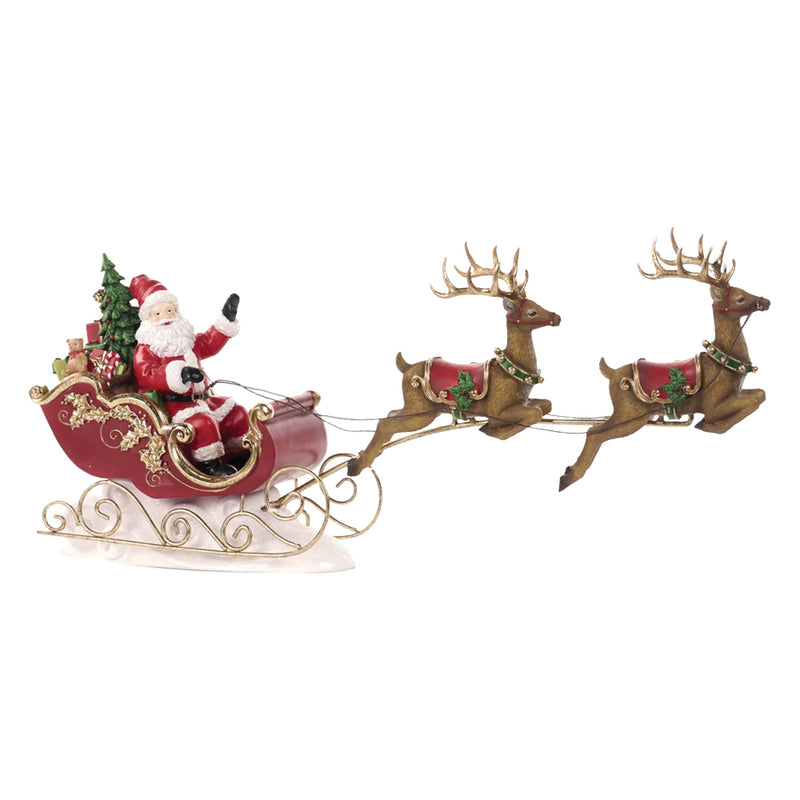 Santa in Sleigh with Leaping Reindeer Christmas Decoration - 57cm