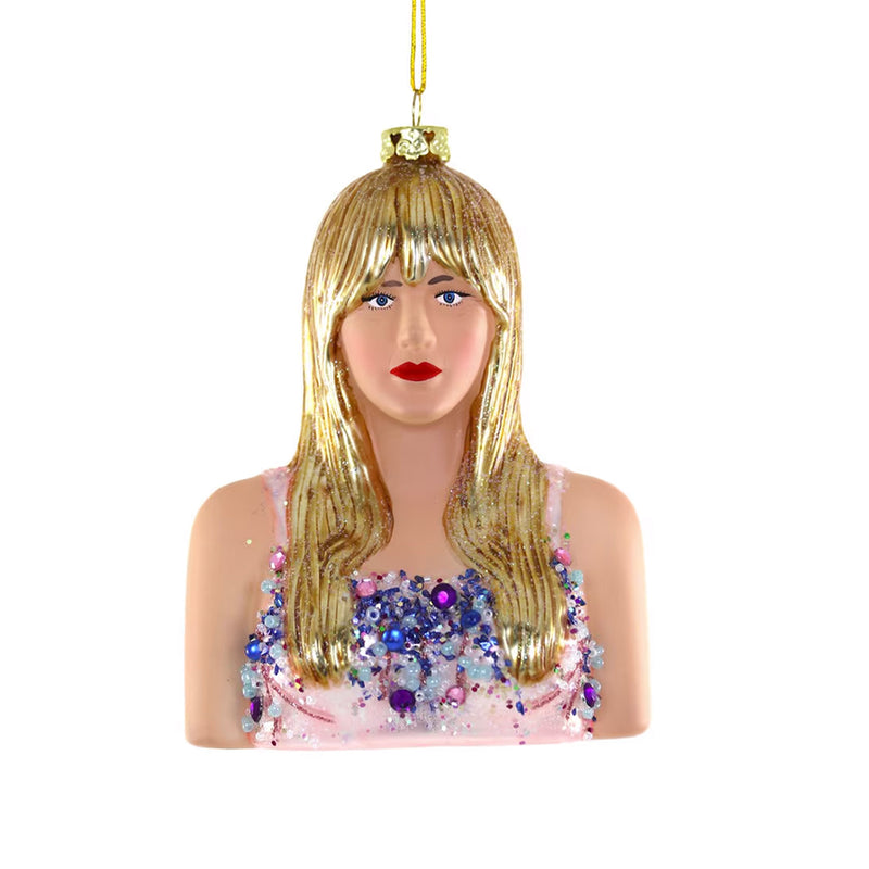 Taylor Swift Glass Christmas Tree Decoration – 13cm Pop Icon Ornament