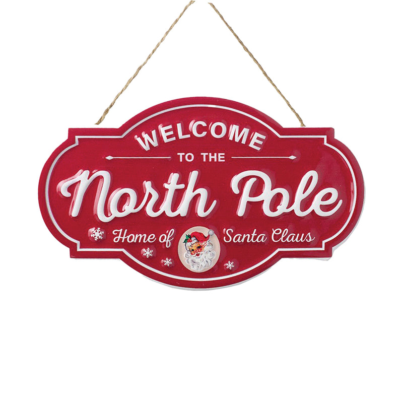 Welcome To The North Pole Tin Sign - 18cm