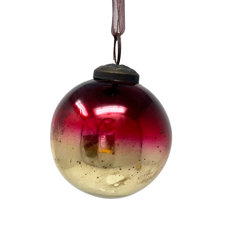 Handmade Large Wine & Gold Ombre Glass Bauble