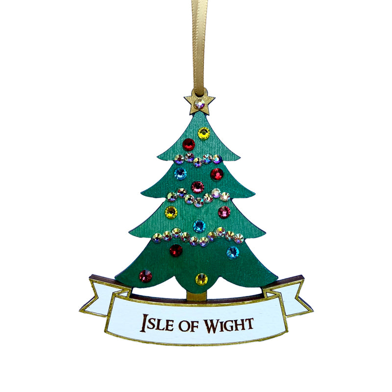 Isle of Wight Wooden Christmas Tree Souvenir Decoration