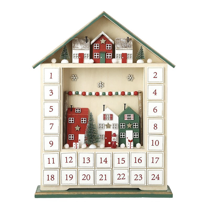Wooden Village House Advent Calendar – 24 Drawers
