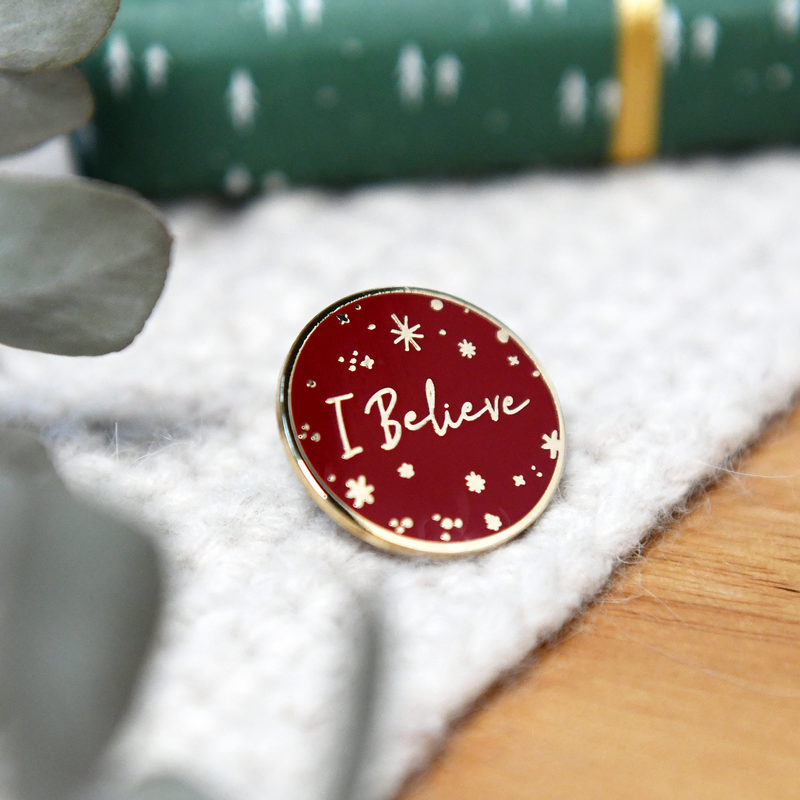 Red 'I Believe' Enamel Pin Badge