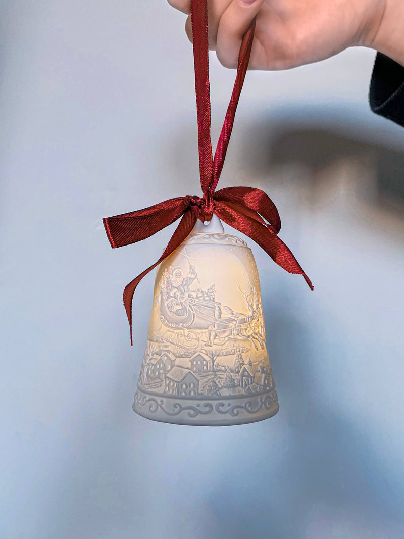 Christmas LED bell with a Red Ribbon – Flying Sleigh