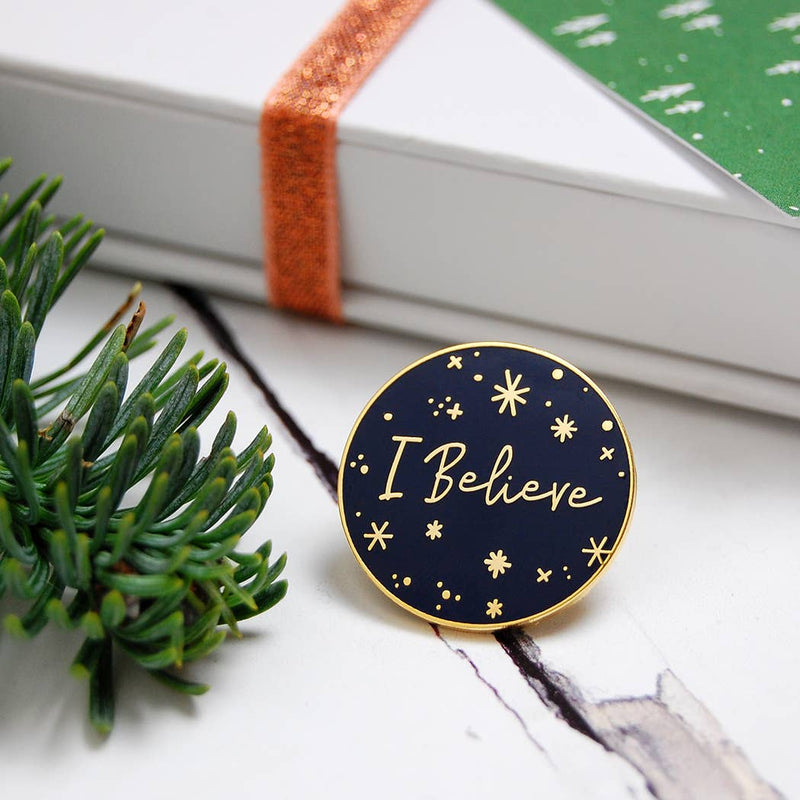 Blue 'I Believe' Enamel Pin Badge