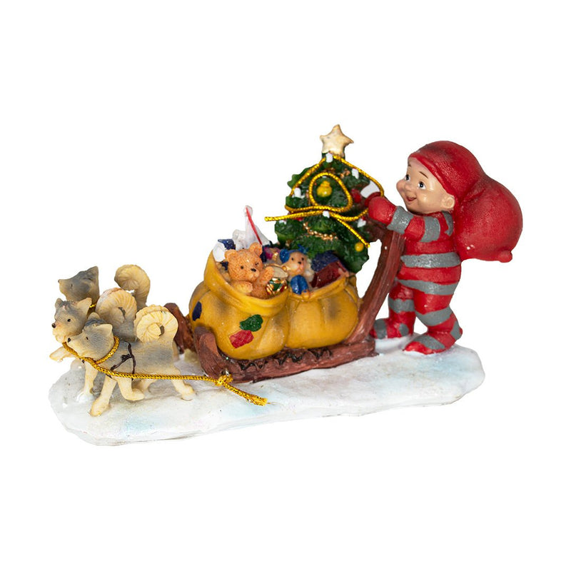 Baby Elf on Sleigh Pulled by Huskies (Choice of 2) - The Christmas Imaginarium