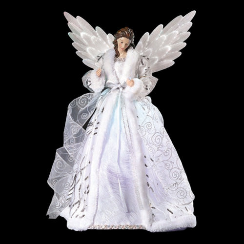 Beautiful Silver Angel Tree Topper With Light Up Wings - The Christmas Imaginarium