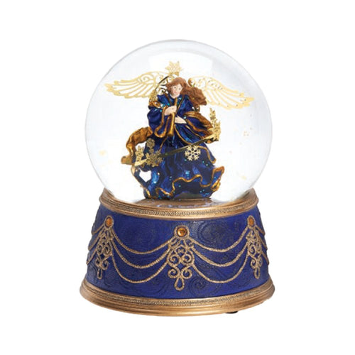 Blue and Gold Angel Snow Globe - The Christmas Imaginarium