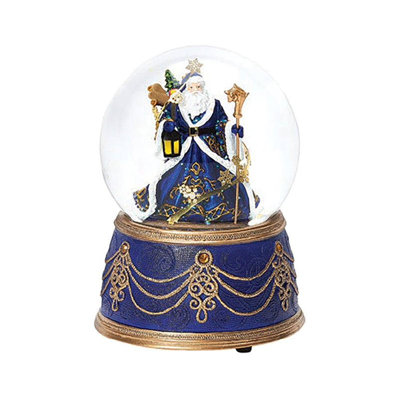 Blue and Gold Santa Snow Globe - The Christmas Imaginarium