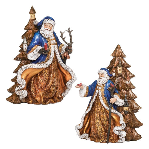 Blue and Gold Santa With Bronze Tree (Choice of 2) - The Christmas Imaginarium