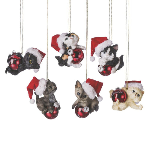 Cat With Glass Meowy Christmas Baubles (Choice of 6) - The Christmas Imaginarium