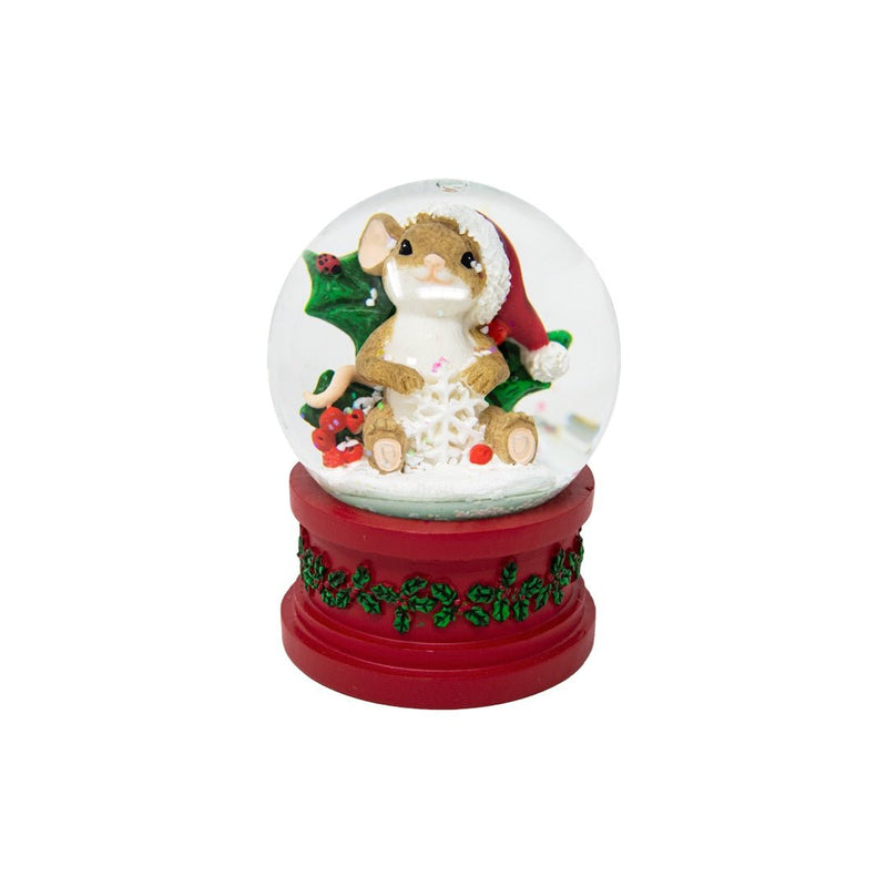 Charming Tails Little Mouse In Santa Hat Snow Globe - The Christmas Imaginarium