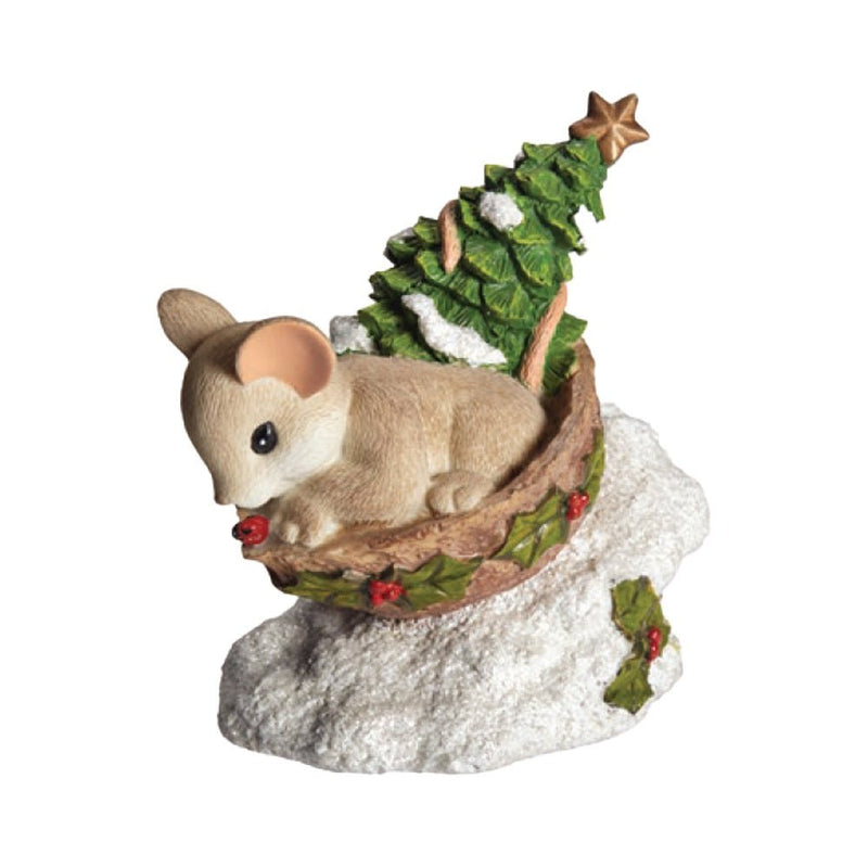 Charming Tails Mouse In Nut With Christmas Tree - The Christmas Imaginarium