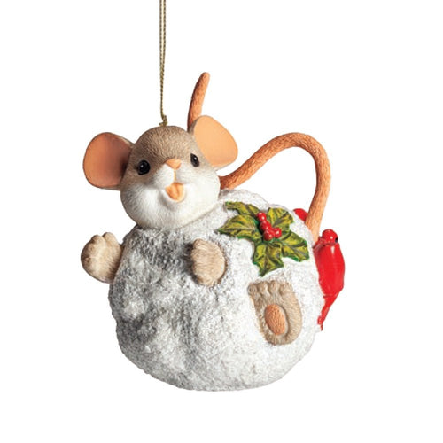 Charming Tails Mouse In Snowball Christmas Tree Ornament - The Christmas Imaginarium