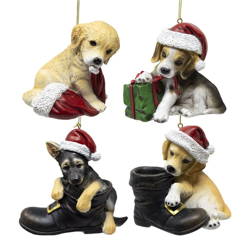 Christmas Puppy With Santa Hat, Boot or Present (Choice of 4) - The Christmas Imaginarium