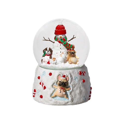 Dogs and Snowman Snow Globe - The Christmas Imaginarium