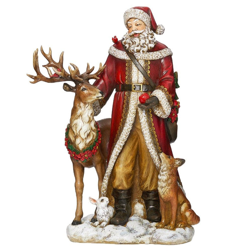 Elegant Santa With Reindeer, Fox & Rabbit Figure - 47cm - The Christmas Imaginarium