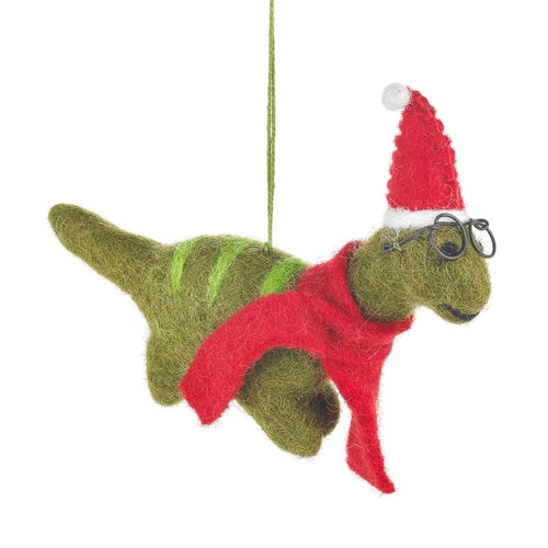 Felt Christmas Dinosaur with Specs - The Christmas Imaginarium