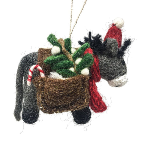 Felt Donkey With Bags Christmas Tree Decoration - The Christmas Imaginarium