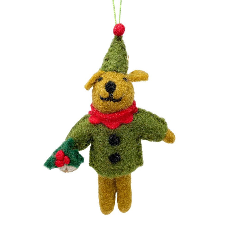 Felt Elf Dog Christmas Tree Decoration - The Christmas Imaginarium