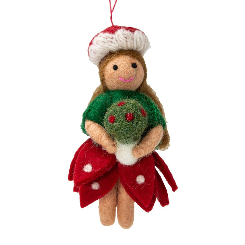Felt Toadstool Fairy Christmas Tree Decoration - The Christmas Imaginarium