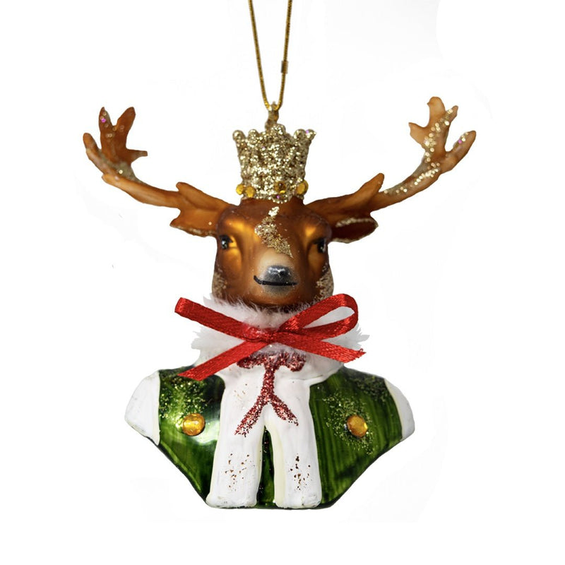 Gentleman Stag Glass Christmas Tree Ornament - The Christmas Imaginarium