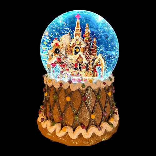 Gingerbread Village Snow Globe (Light Up Snow-motion) - The Christmas Imaginarium
