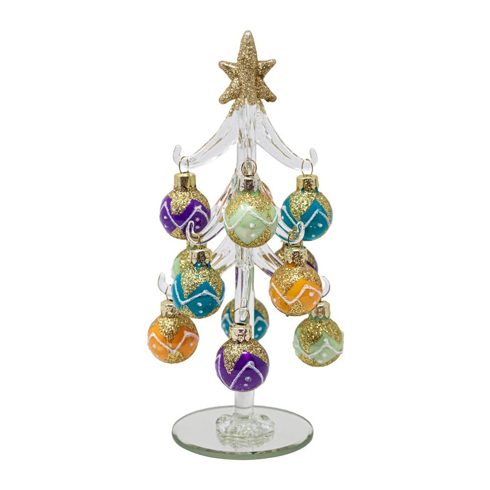 Glass Christmas Tree with Coloured Glass Ball Decorations – The ...